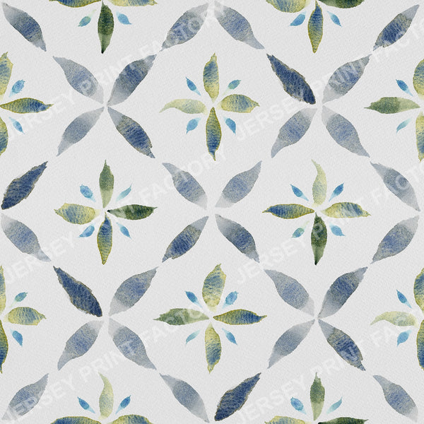 Lattice Leaf Geometric Watercolor Tile