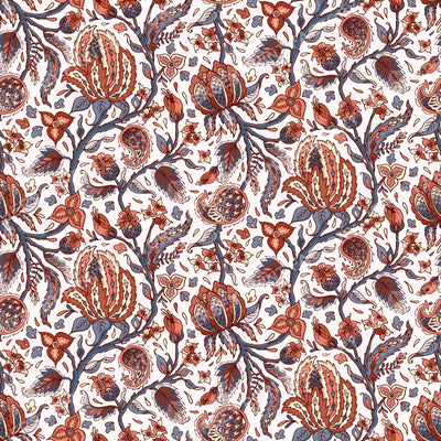Indian Trailing Floral - Blue and Orange
