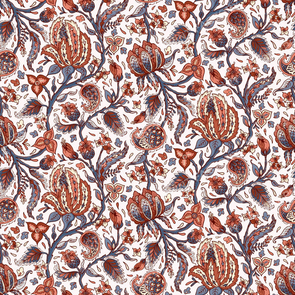Indian Trailing Floral - Blue and Orange