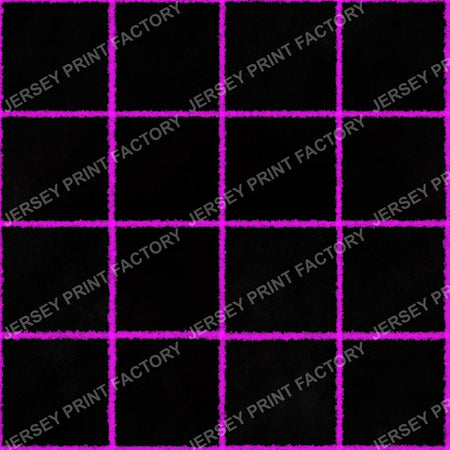 Neon Pink Chalk Grid Lines on Black - Squares, Check