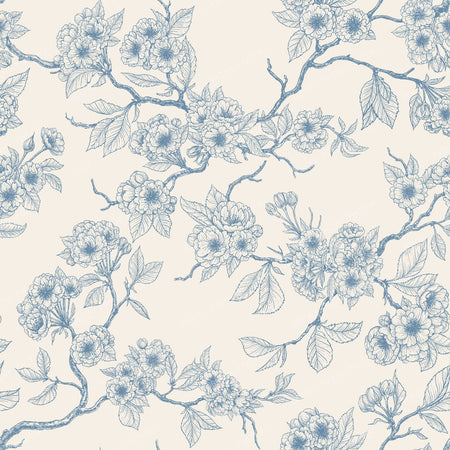 Cherry blossom — in blue and off white
