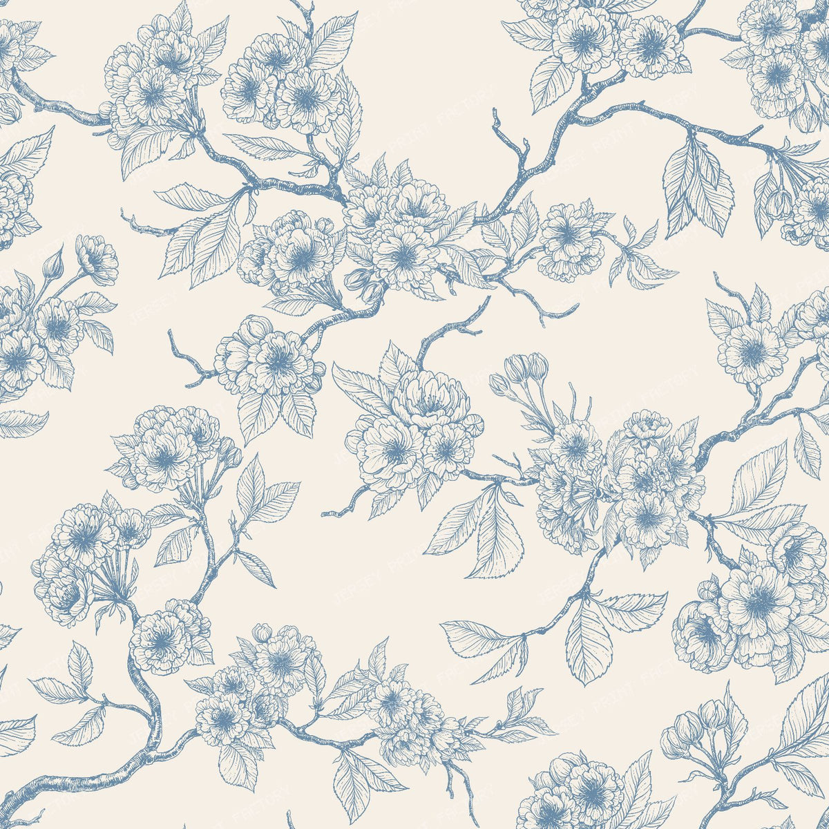 Cherry blossom — in blue and off white