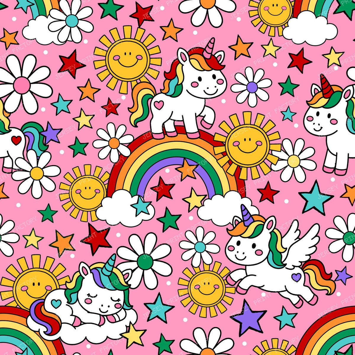 Unicorns Sunshine and Rainbows  in Pink