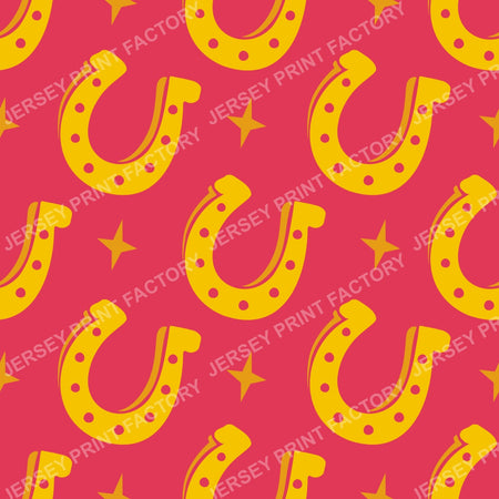 Lucky Horseshoe Pattern. Western Ranch Rustic Equestrian Design. Red.