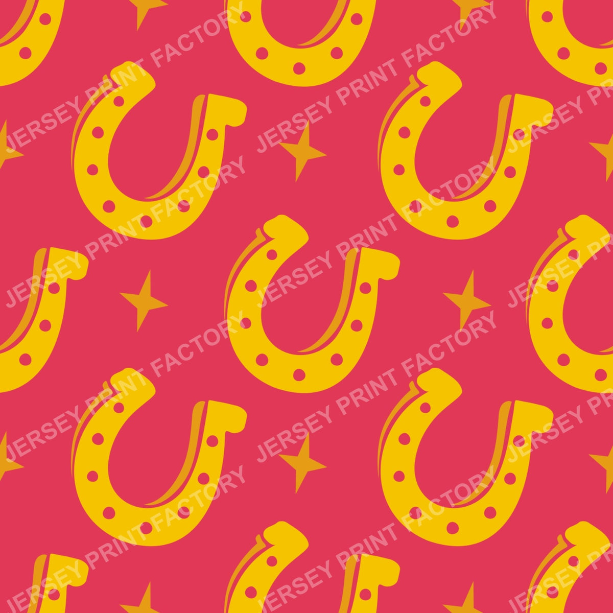 Lucky Horseshoe Pattern. Western Ranch Rustic Equestrian Design. Red.