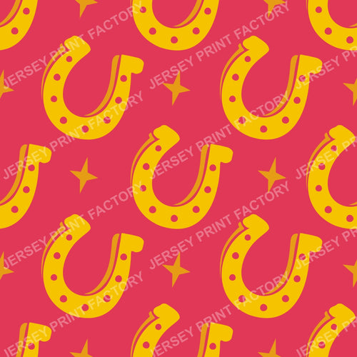 Lucky Horseshoe Pattern. Western Ranch Rustic Equestrian Design. Red.
