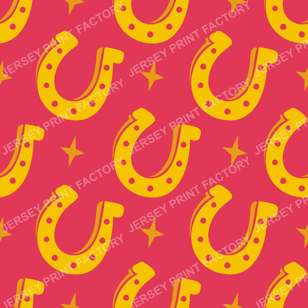 Lucky Horseshoe Pattern. Western Ranch Rustic Equestrian Design. Red.