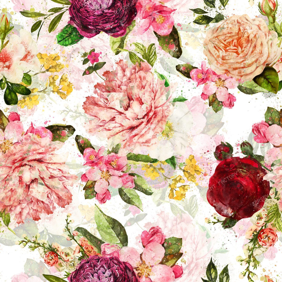Romantic Heritage Rose Garden with Grandmillennial Vintage Maximalist Charm- White