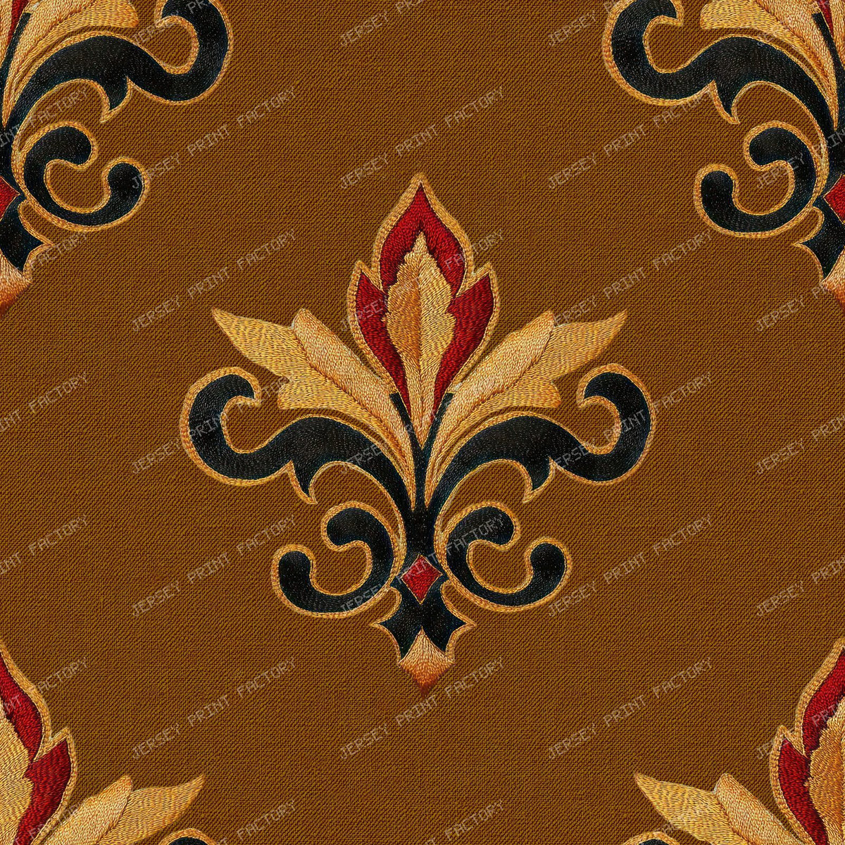 Vintage Fleur de Lis with French Heraldic Scrollwork and Medieval Elegance - Sand — Brown