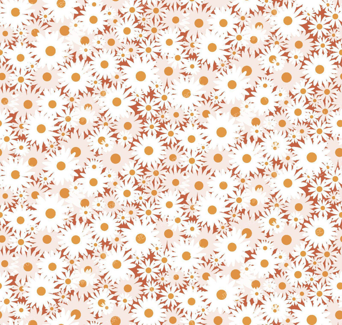 Sweet Daisy Fields Seamless Floral Pattern - Warm Terracotta