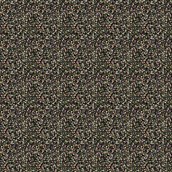 Tiny flowers garden - Watercolor flowers on black background - scale xxs