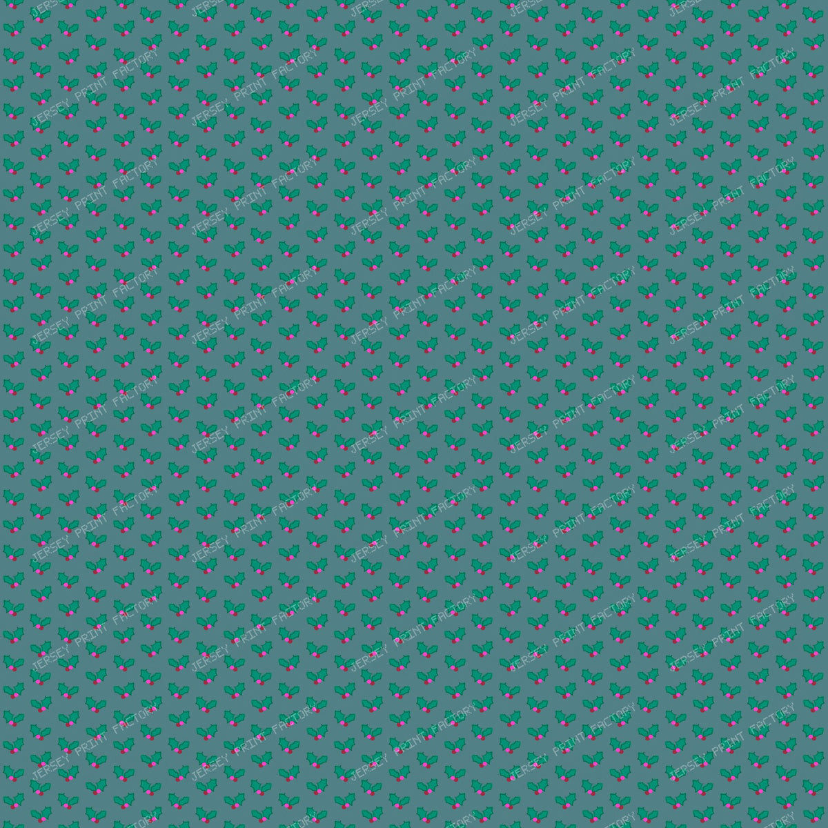 Christmas Holly on Muted Teal
