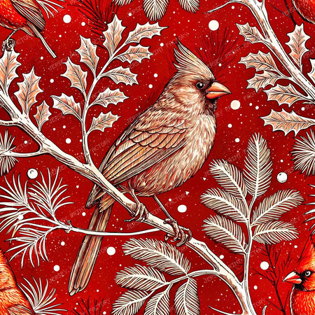 Red Cardinal In A Christmas Scenery 2