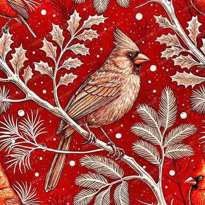 Red Cardinal In A Christmas Scenery 2