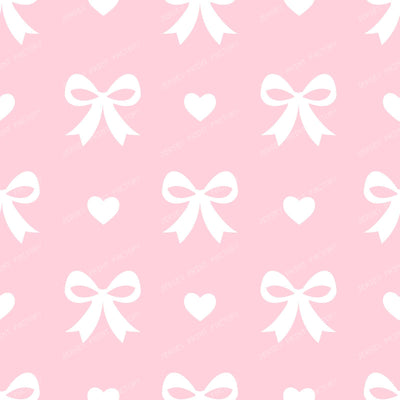 Bow Pattern, Coquette Bow, Ribbon, Cute Bow, White Bow, Hearts, Black — Pink 1