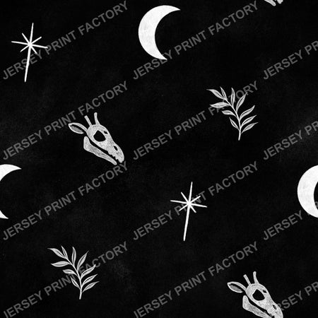Halloween Animal Print, Giraffe Skull - with Moon and Stars