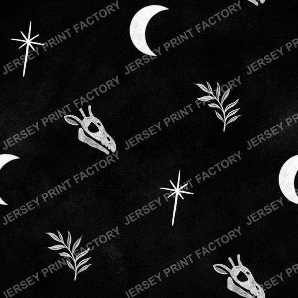Halloween Animal Print, Giraffe Skull - with Moon and Stars