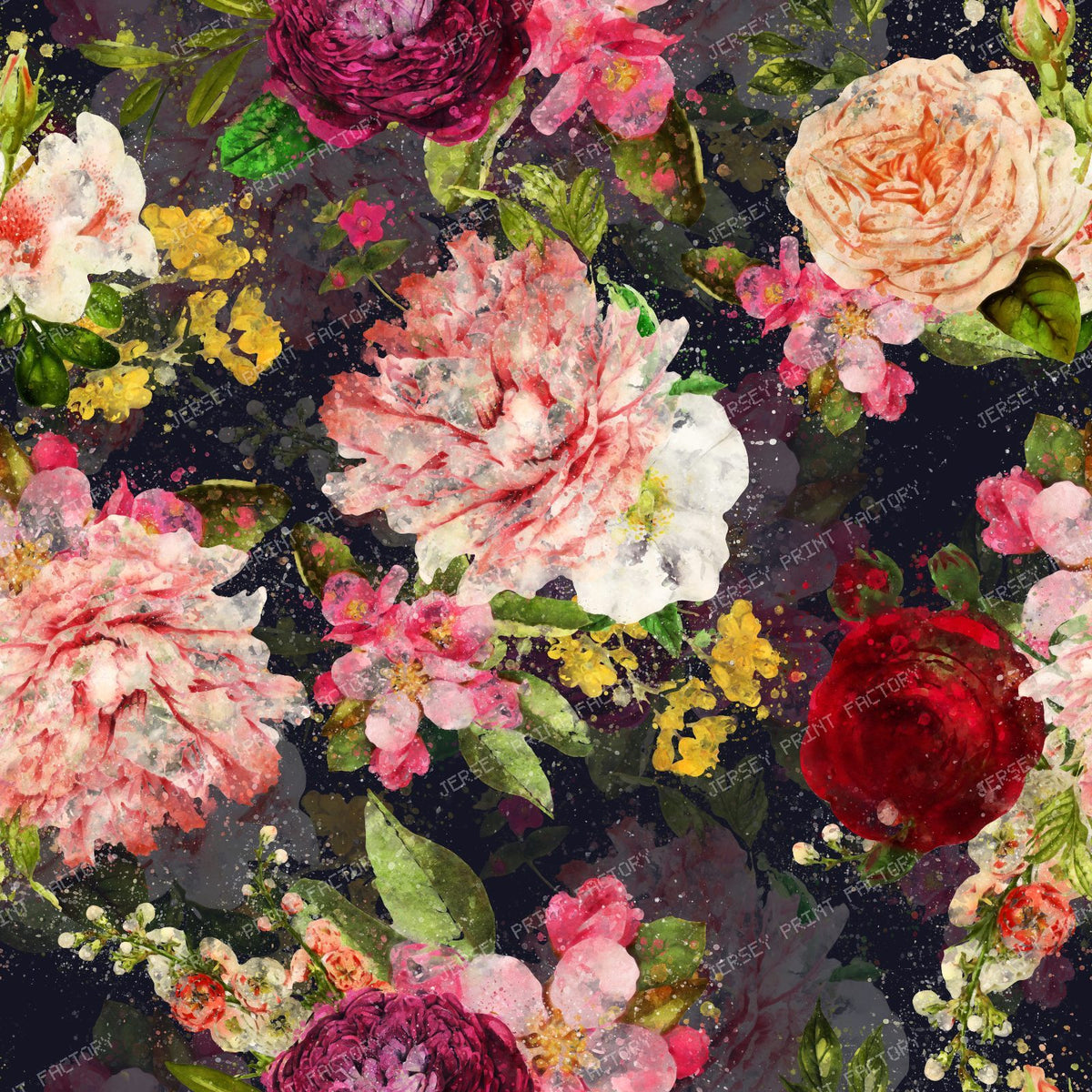 Romantic Heritage Rose Garden with Grandmillennial Vintage Maximalist Charm - Black