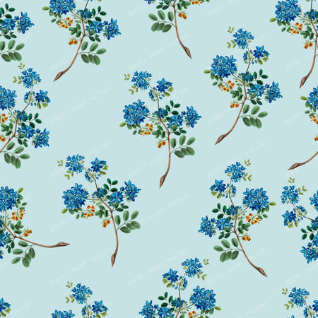Blue Flowers, Guaiacum Flowers, Floral Pattern, Greenery — Blue