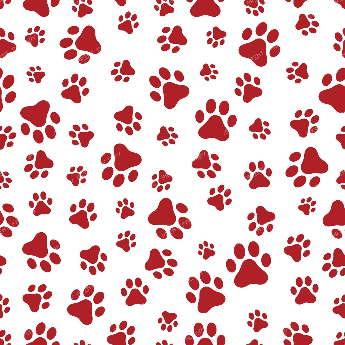 Pattern Of Paws, Dog Paws, Black and White — Red 1