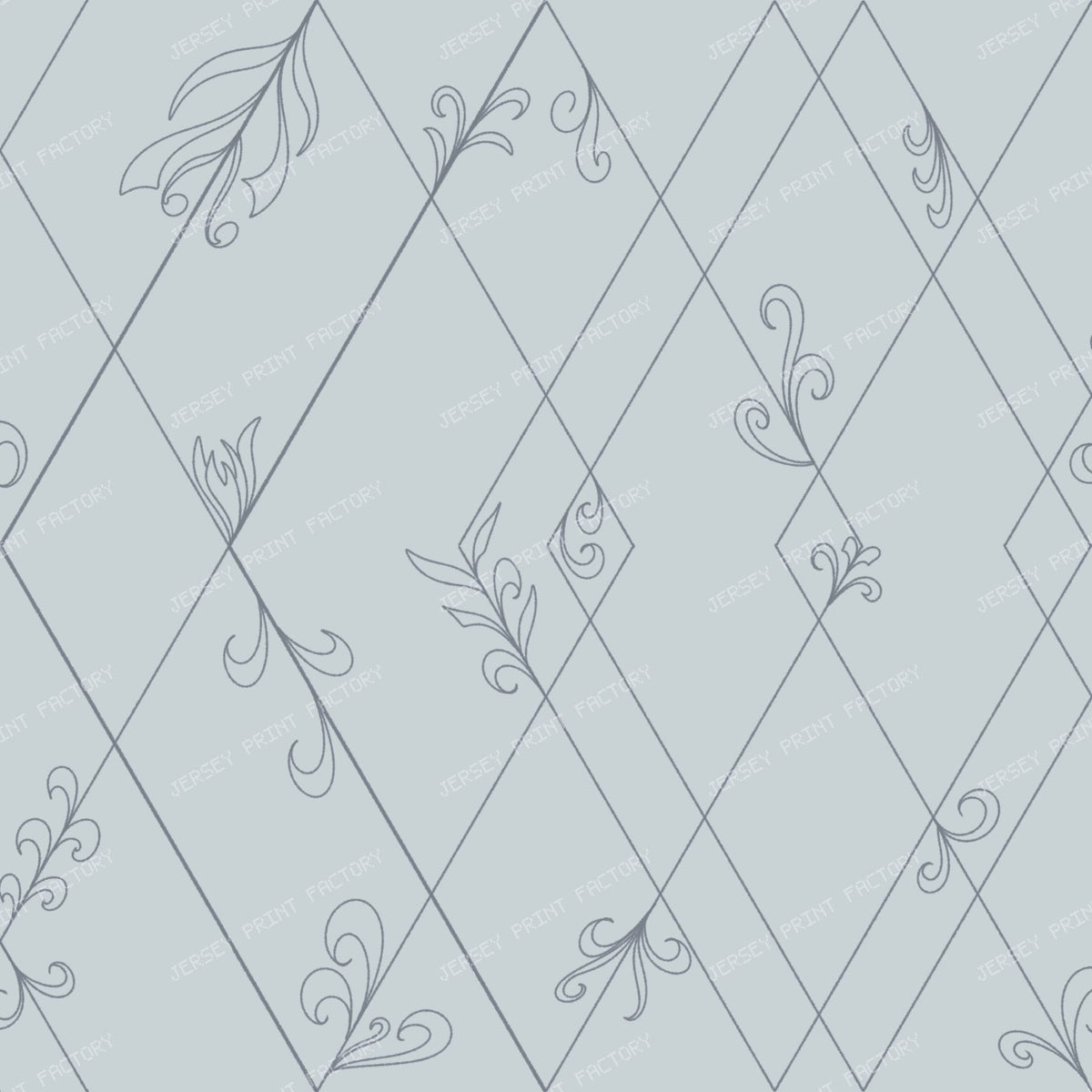 Art Deco Diamond Scroll Geometric in Soft Blue