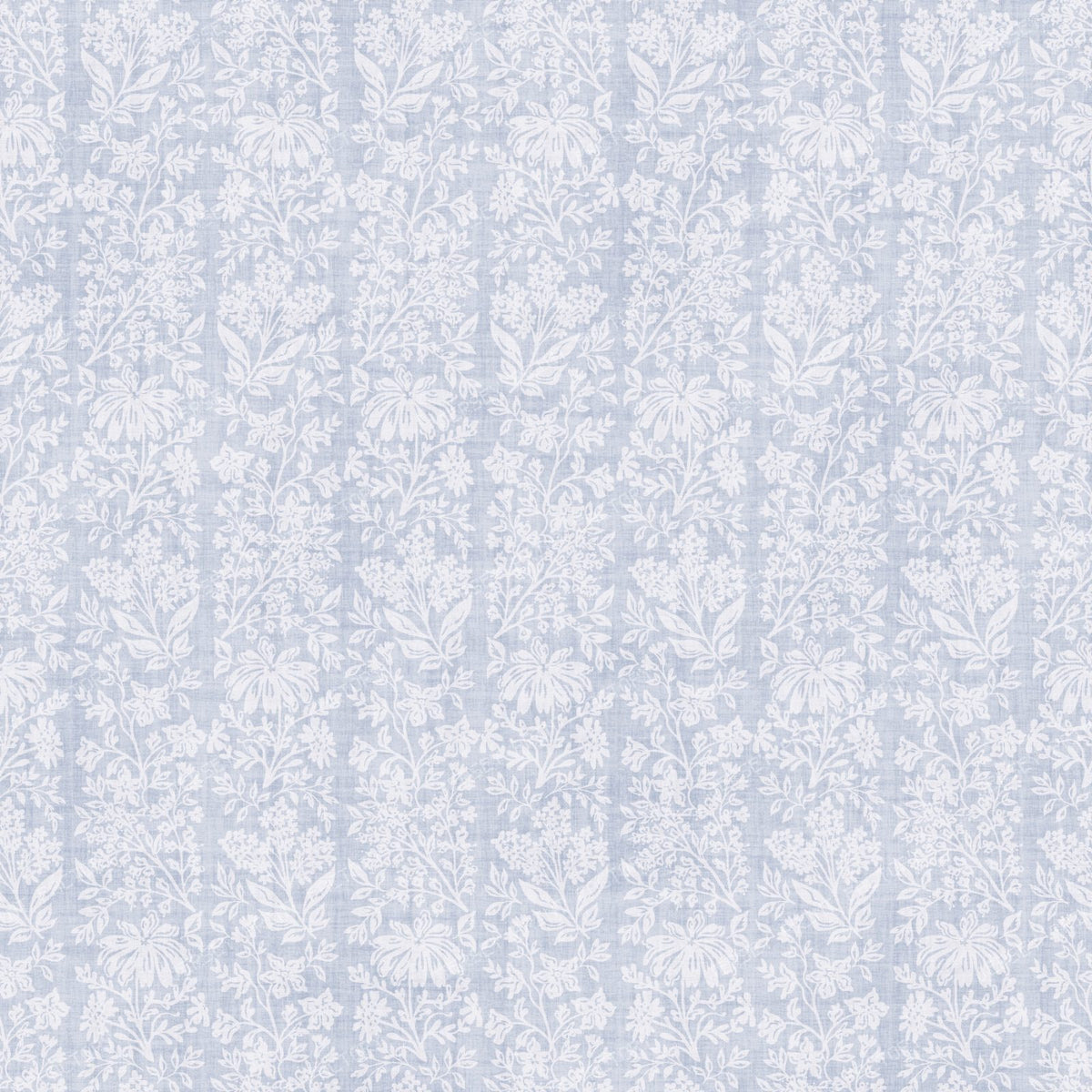 Sara - Stamped Floral - Green — Pale Blue & White