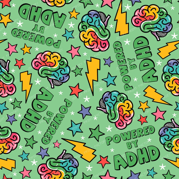 Powered by ADHD Colorful Brain  and Star  Green