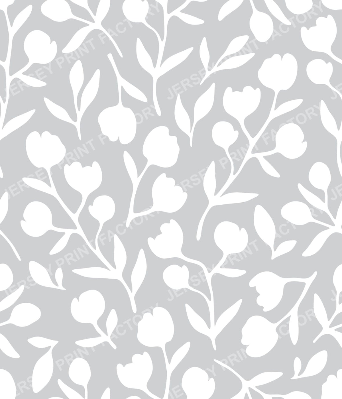Fleurline - Modern Vintage Floral Silhouette - Medium Grey