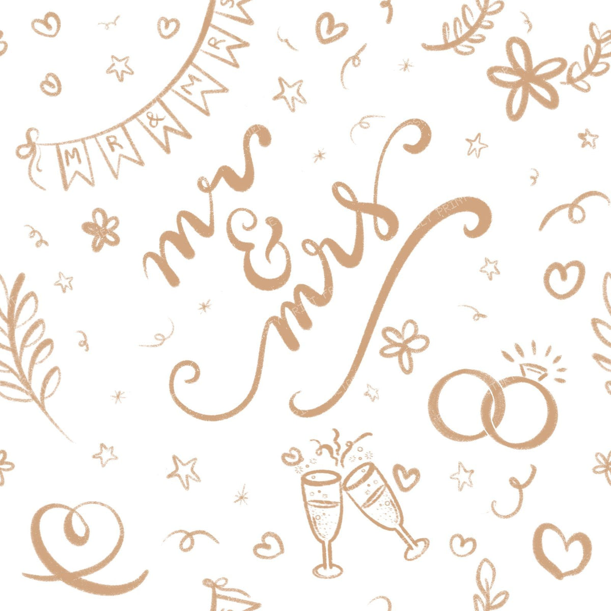 Mr & Mrs Wedding Doodles in Sage Green, engagement, bride, groom, i do — Beige Natural Taupe