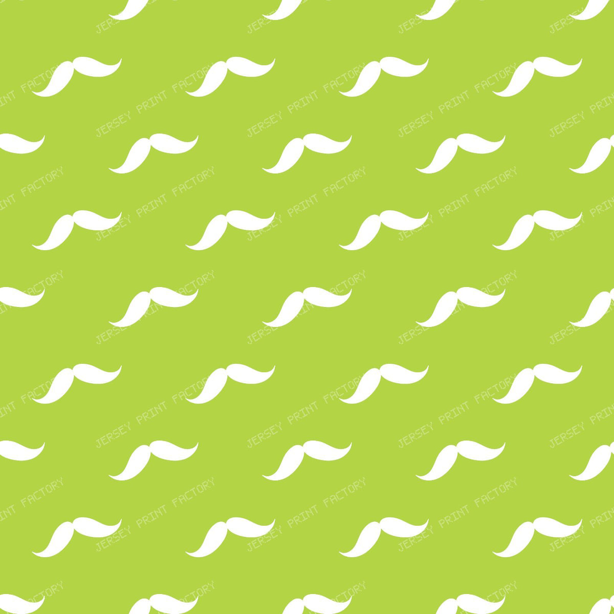 Mustache Pattern, Curly Mustache, Black and White — Green 1