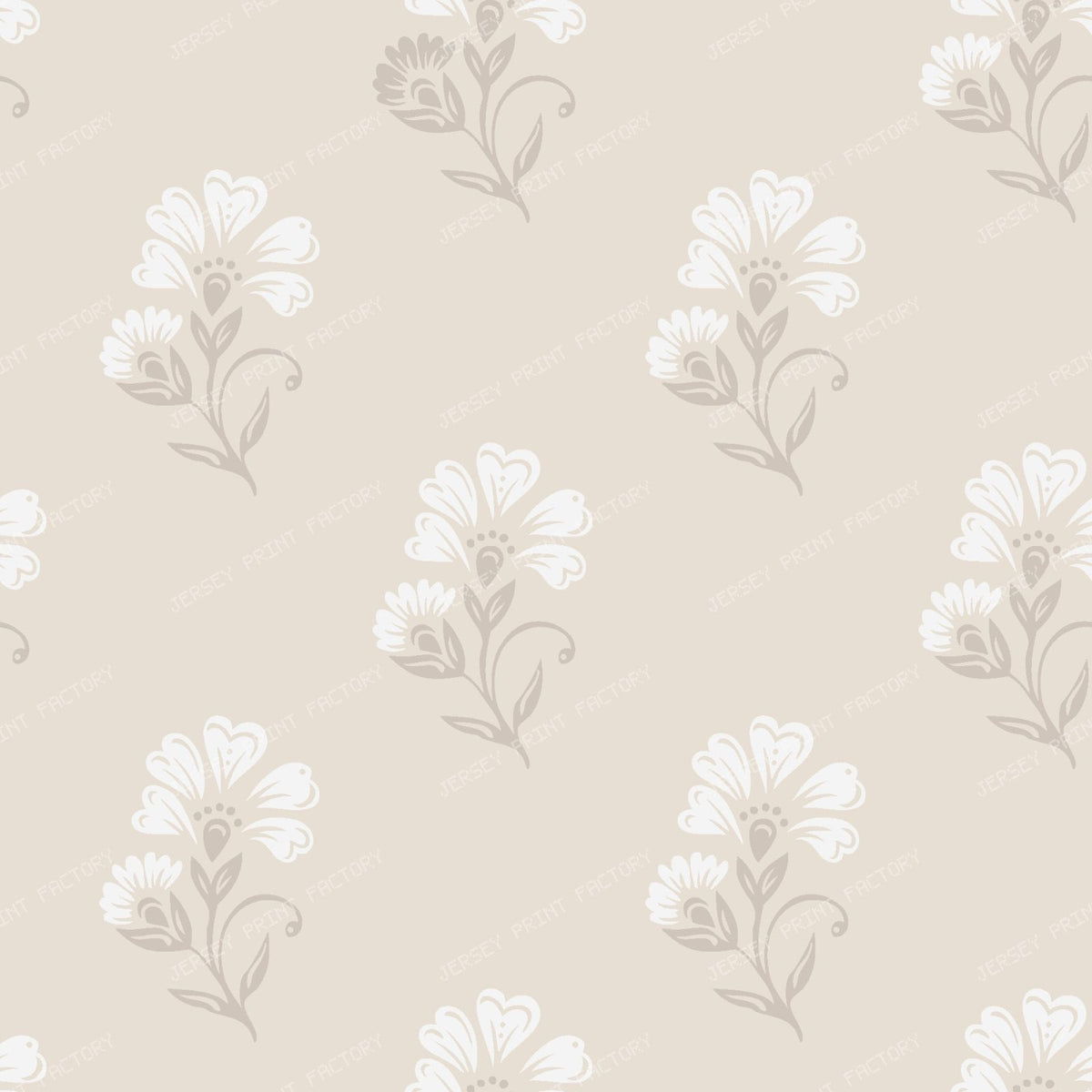 Beatrice   3 Colour Block Print Floral   Cream