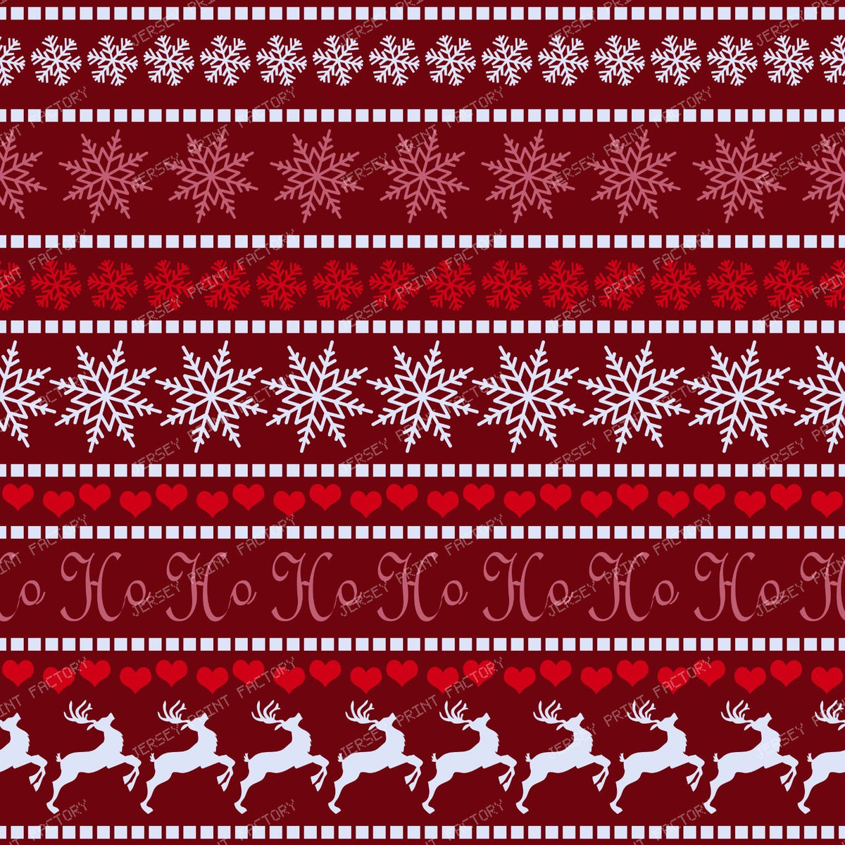 Ugly Christmas Sweater, Snowflakes, Hearts, Reindeer, Blue — Red
