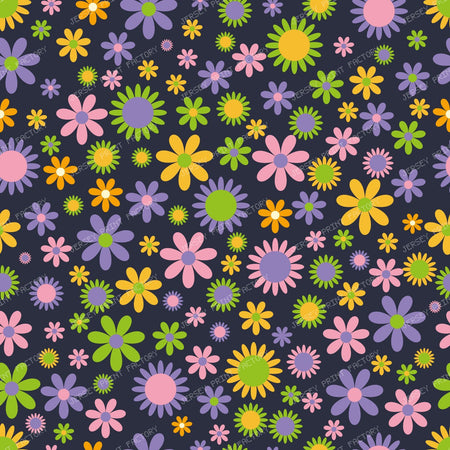 Colorful Flowers, Retro Flowers, Floral Pattern — Colorful 21