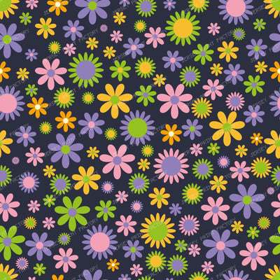 Colorful Flowers, Retro Flowers, Floral Pattern — Colorful 21