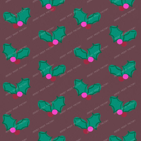 Christmas Holly on Purple — Muted red