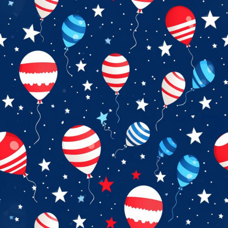 Stars and Stripes Patriotic Balloons Seamless Vector Pattern