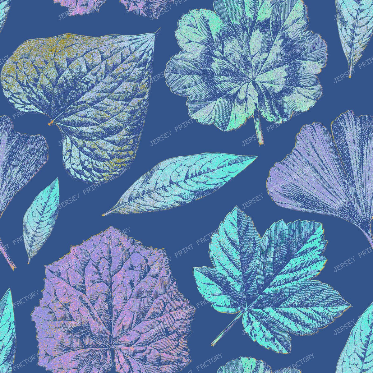Forest Tree Leaves Botanical Pattern - Blue