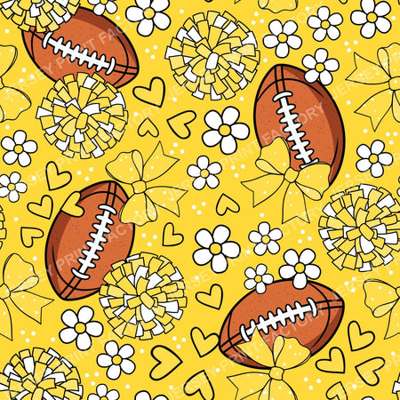 Football Cheerleader Cheer Bows Pom Poms In Yellow