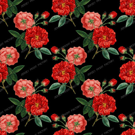 Pink Roses, Pink Flowers, Floral Pattern, Rosebud, Leaves — Red 2