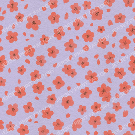 Sakura Cherry Blossom Flowers and Petals on Lilac