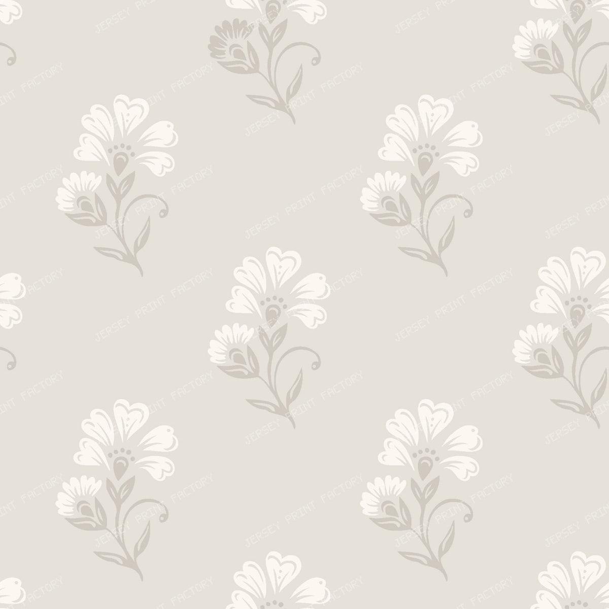 Beatrice   3 Colour Block Print Floral   Pale Gray