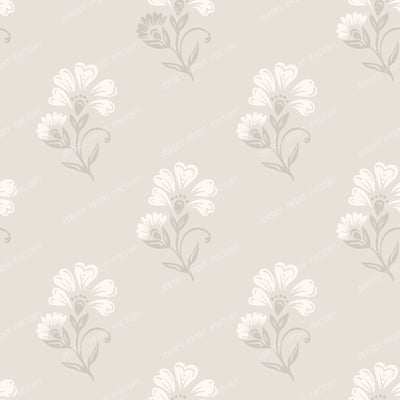 Beatrice   3 Colour Block Print Floral   Pale Gray