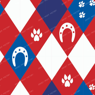 French Riviera Argyle White Red & Navy Bold