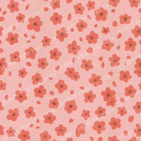 Sakura Cherry Blossom Flowers and Petals on Pastel Pink