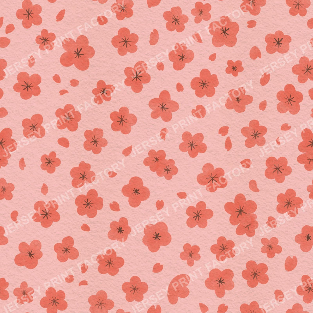 Sakura Cherry Blossom Flowers and Petals on Pastel Pink