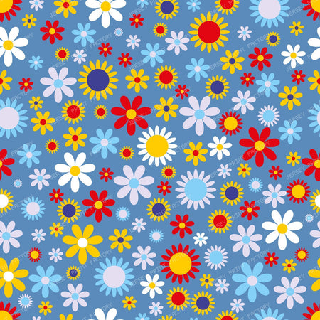 Colorful Flowers, Retro Flowers, Floral Pattern — Colorful 9