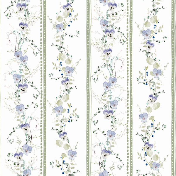 Vintage Cottage Garden Stripes with Delicate Vines and French Country Charm - Purple — Green