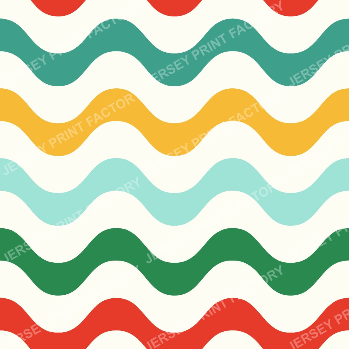 Colorful Bold Wavy Stripes On Ivory