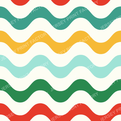 Colorful Bold Wavy Stripes On Ivory