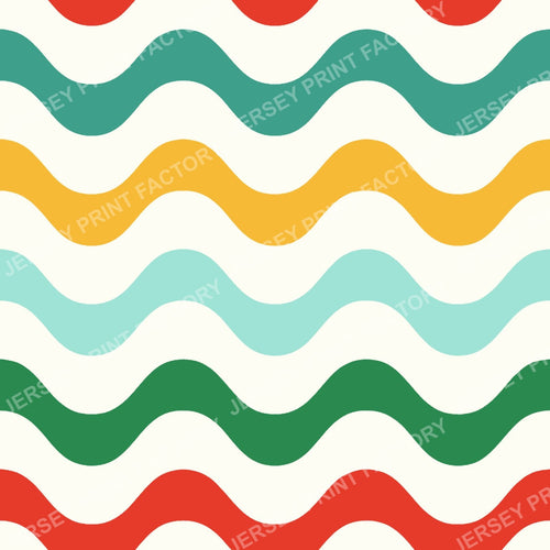 Colorful Bold Wavy Stripes On Ivory